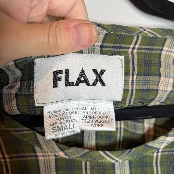 Flax plaid long sleeve top - Picture 2 of 4